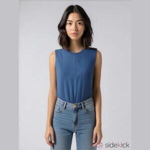 PIERRE BALMAIN Vintage Blue cotton tank Top shell L fits M